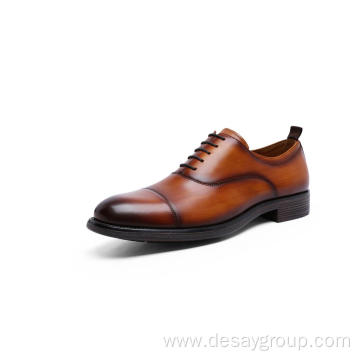 Cap toe Comfortable Dress Men Shoe Cow Leather